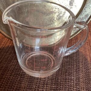 Pyrex Transparent Glass Measuring Cup with Red Markings
